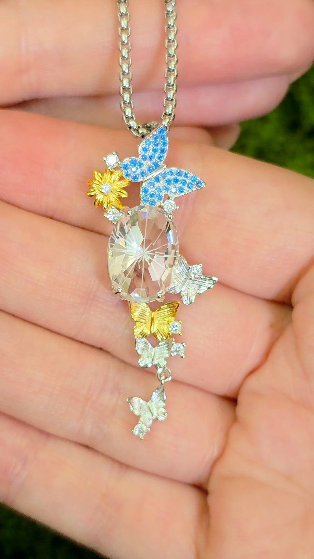 Clear Quartz Butterfly Pendant
