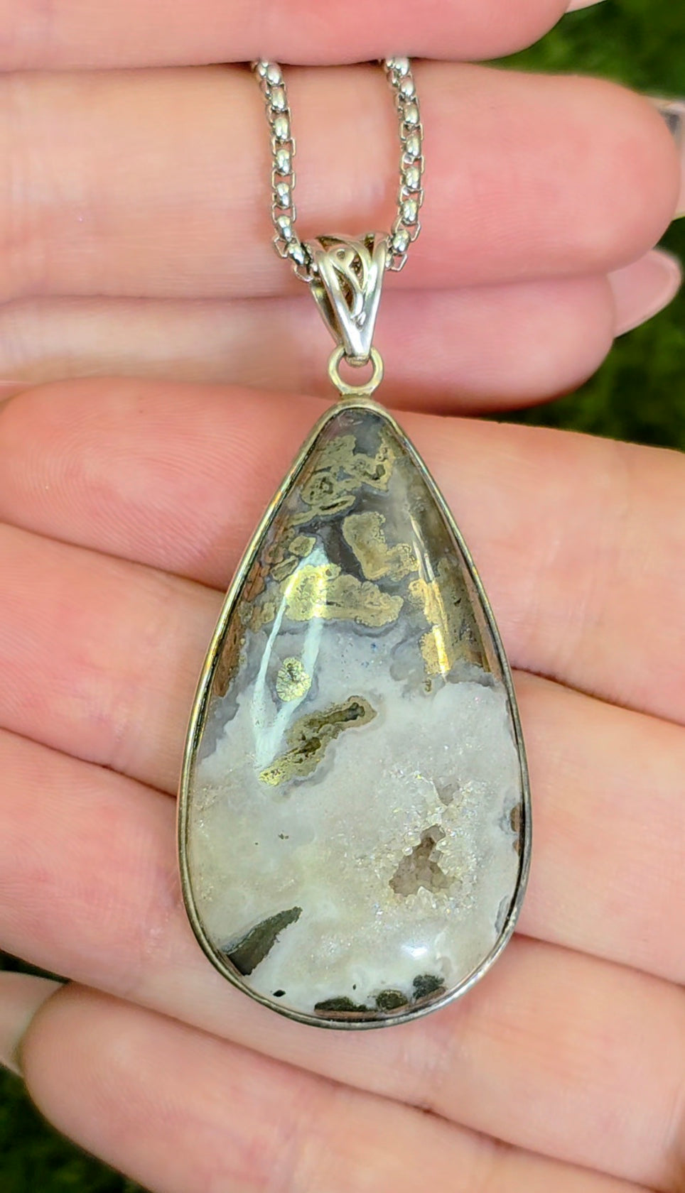 Pyrite in Agate Pendant B