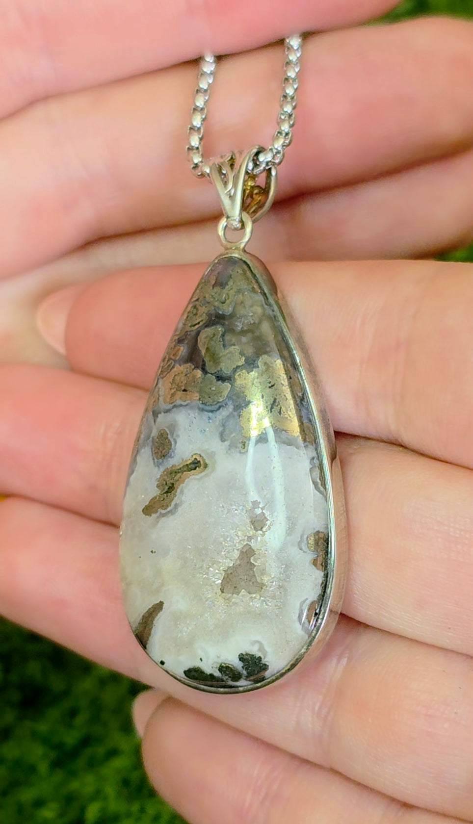 Pyrite in Agate Pendant B