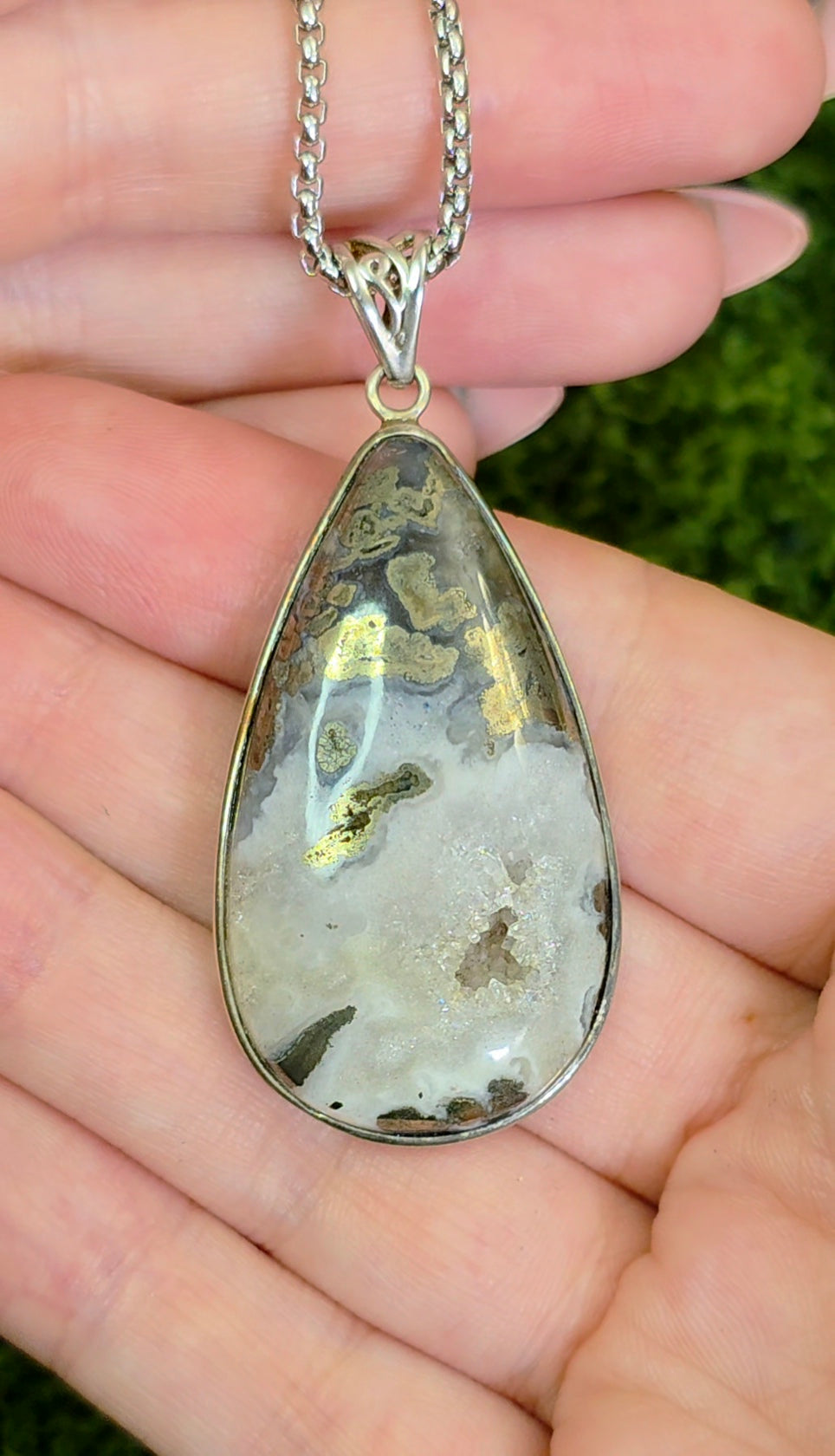 Pyrite in Agate Pendant B