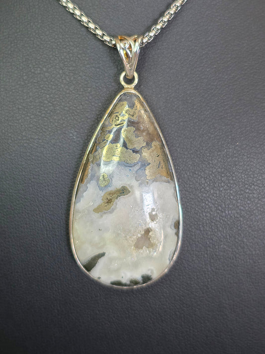 Pyrite in Agate Pendant B