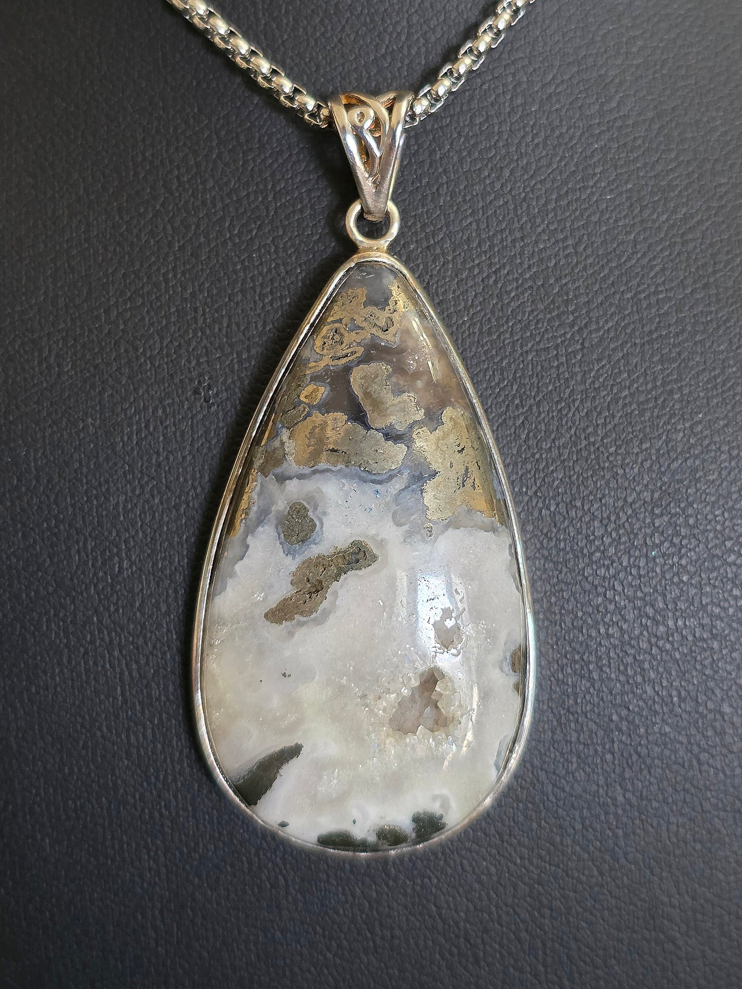 Pyrite in Agate Pendant B