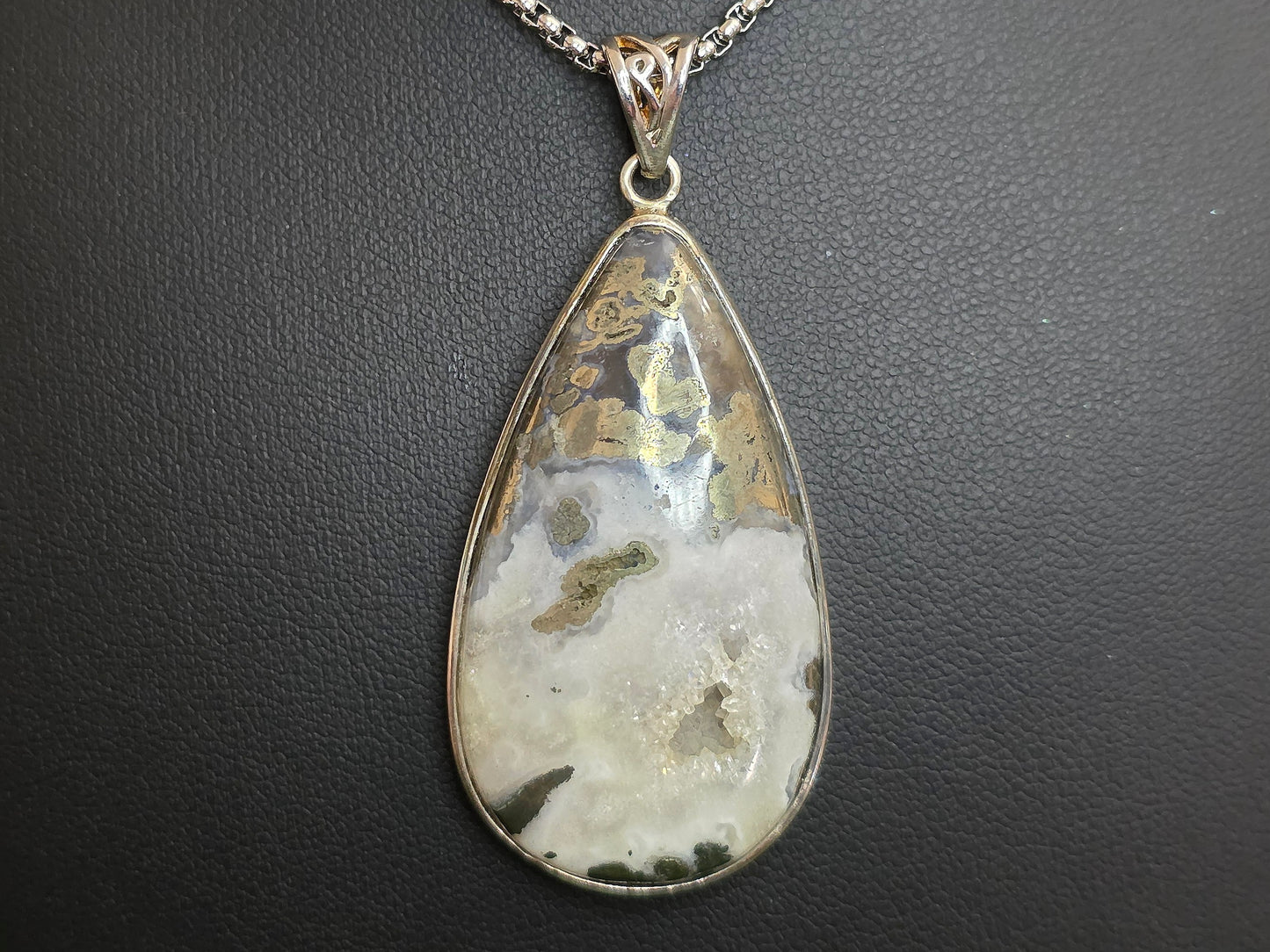 Pyrite in Agate Pendant B