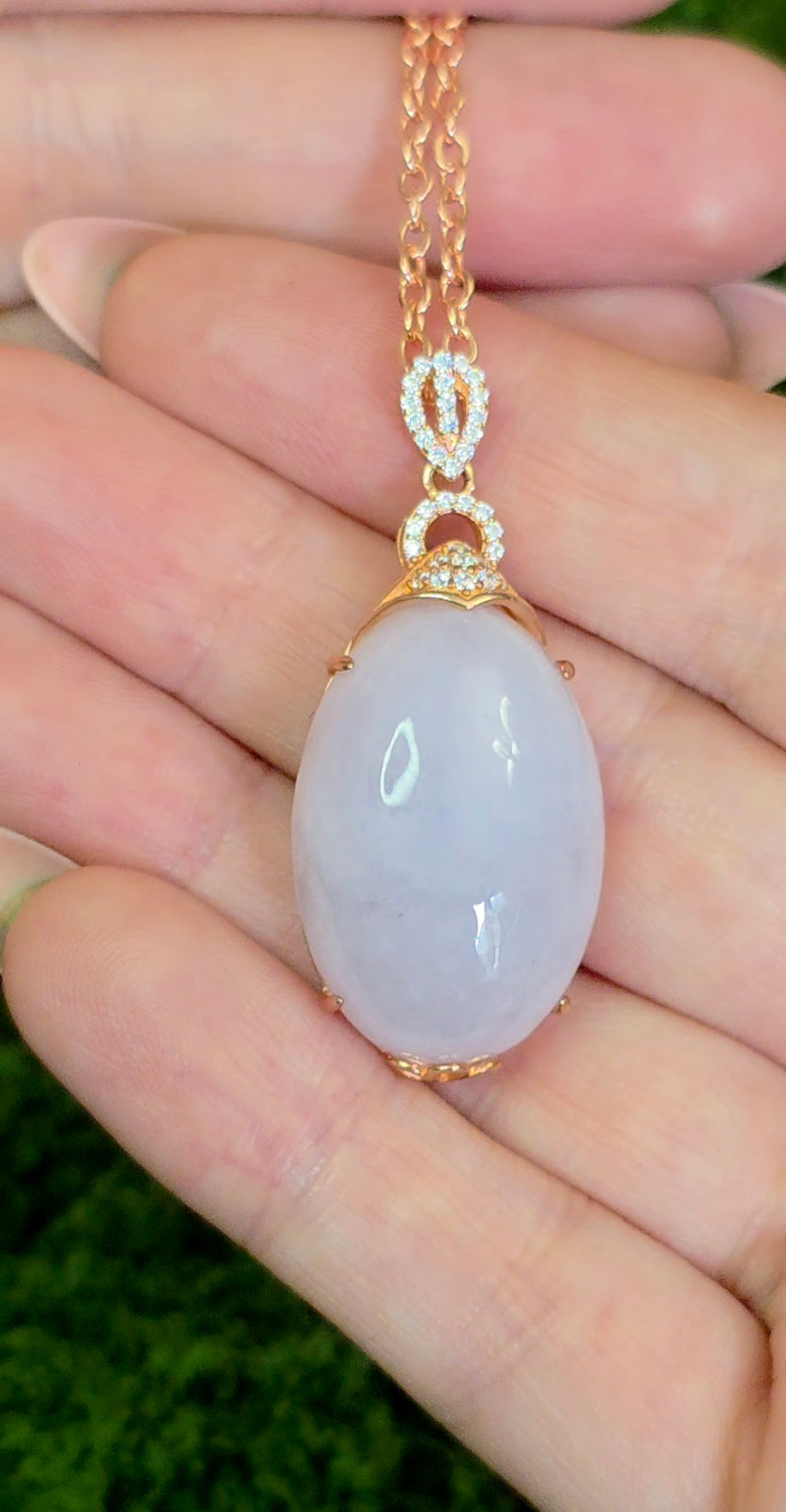 Lavender Jadeite Rose Gold Pendant