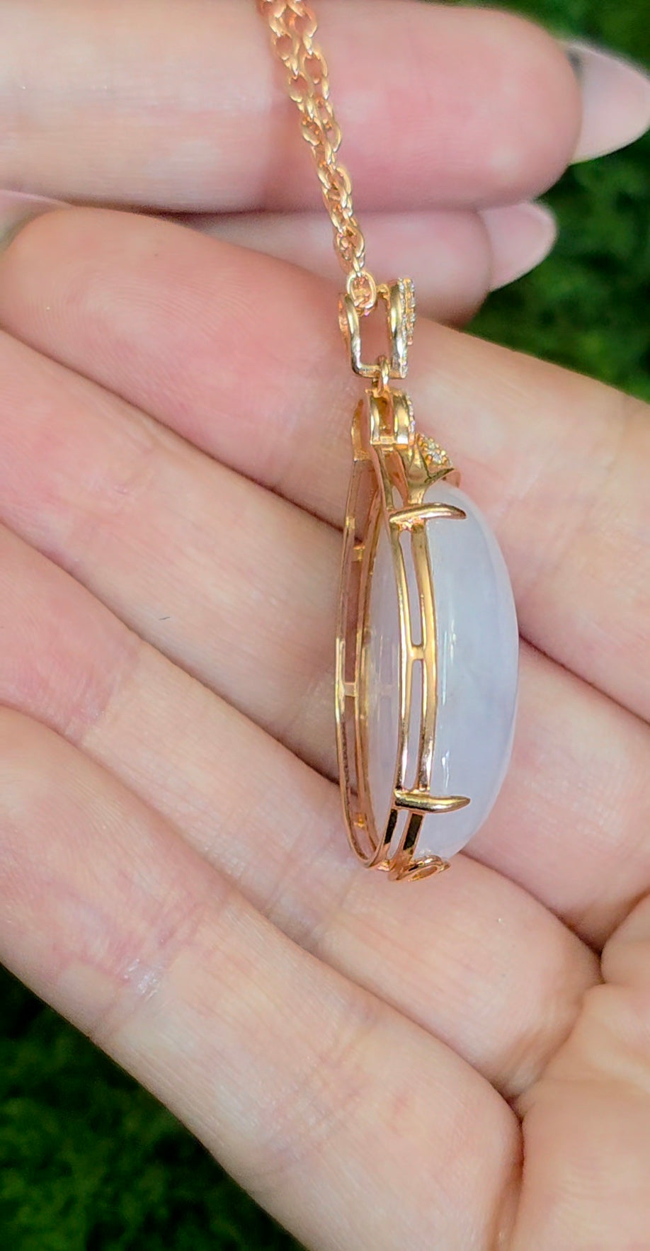 Lavender Jadeite Rose Gold Pendant
