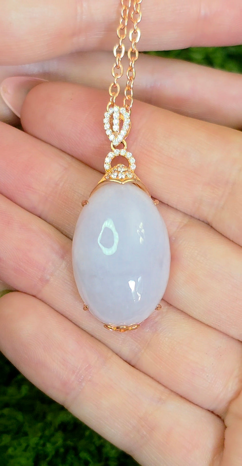 Lavender Jadeite Rose Gold Pendant