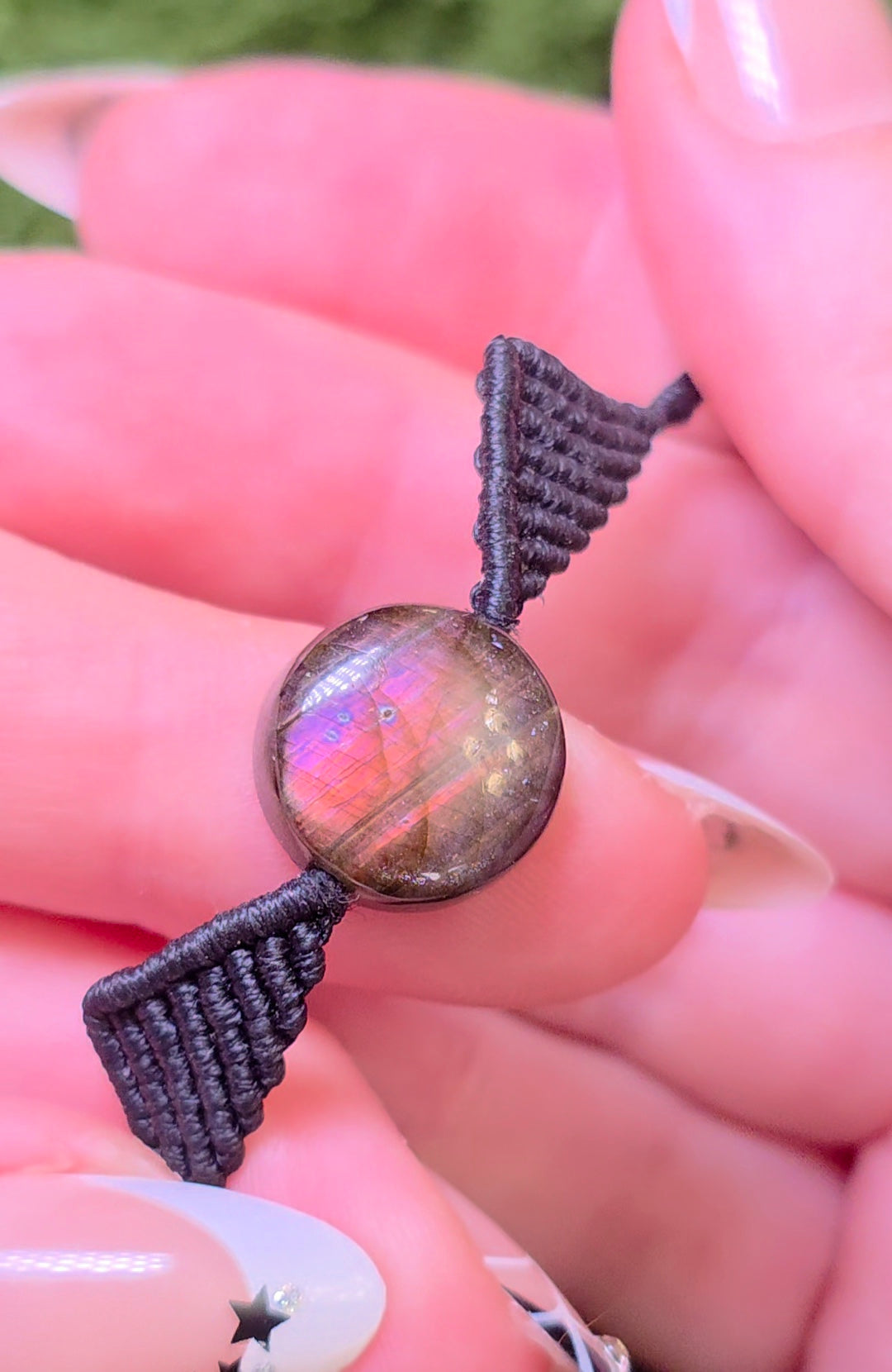 Sunset Labradorite Macrame Adjustable Bracelet A