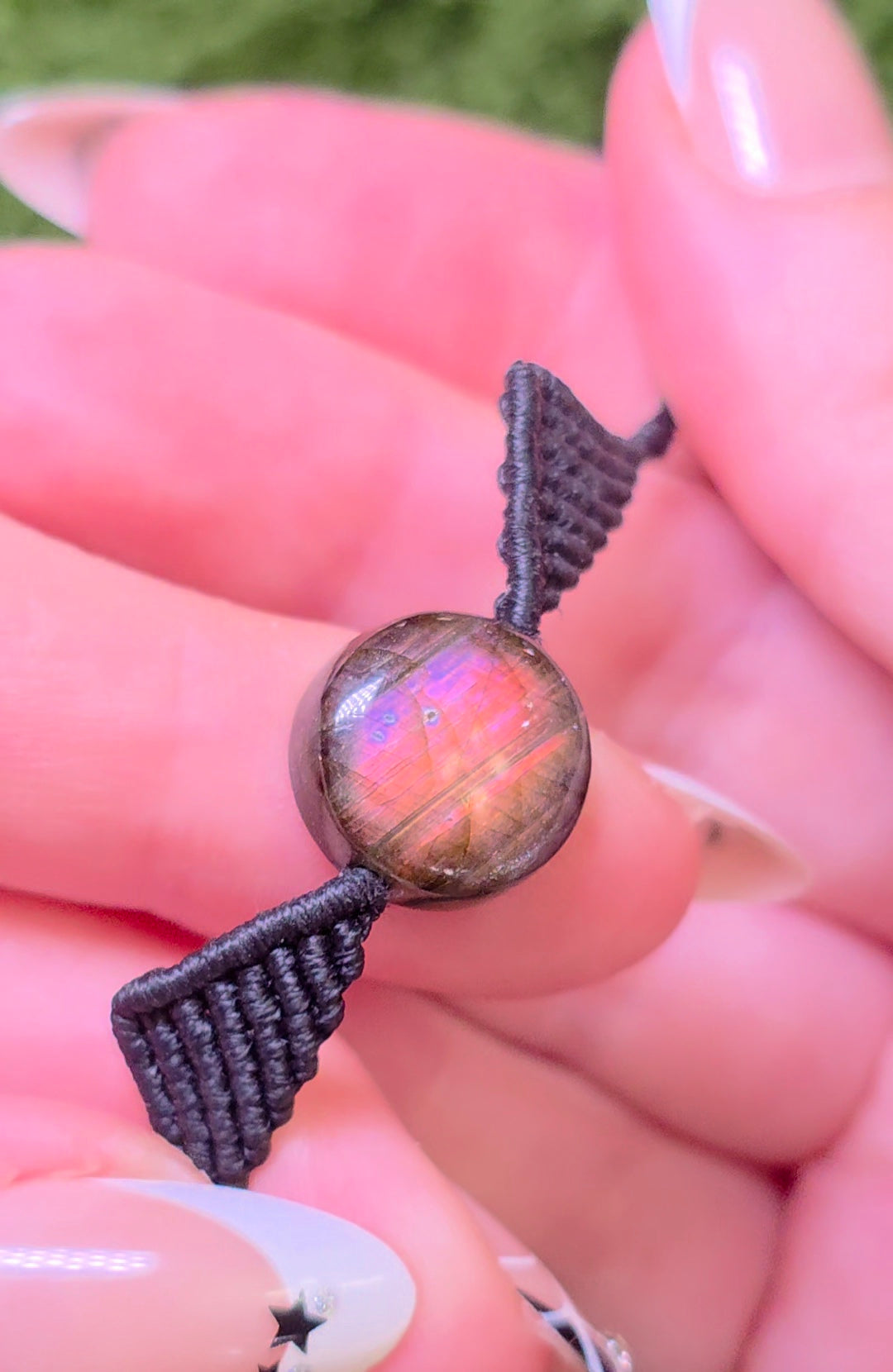 Sunset Labradorite Macrame Adjustable Bracelet A