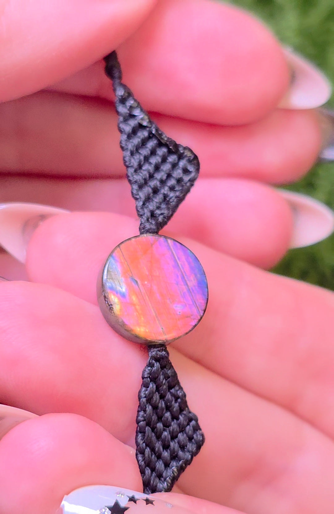 Sunset Labradorite Macrame Adjustable Bracelet A