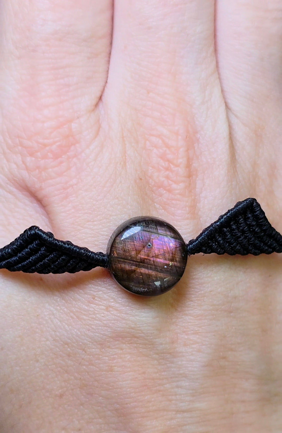 Sunset Labradorite Macrame Adjustable Bracelet A