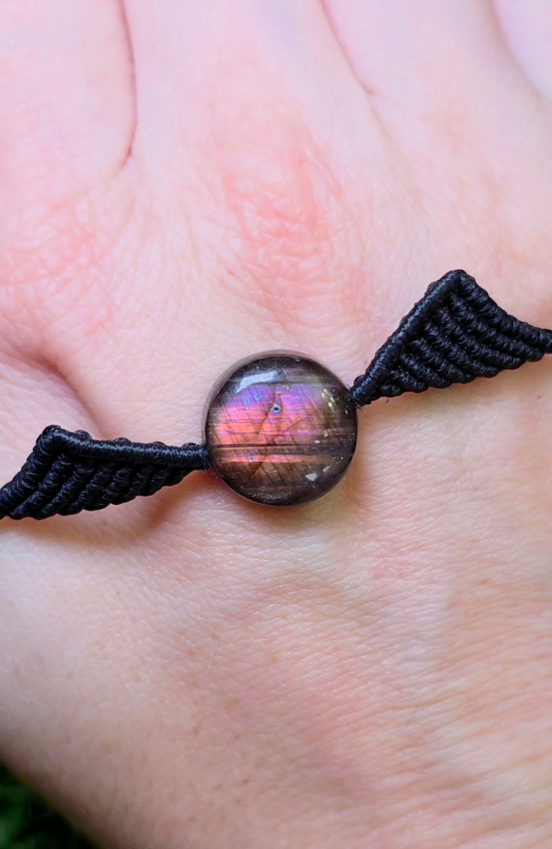 Sunset Labradorite Macrame Adjustable Bracelet A
