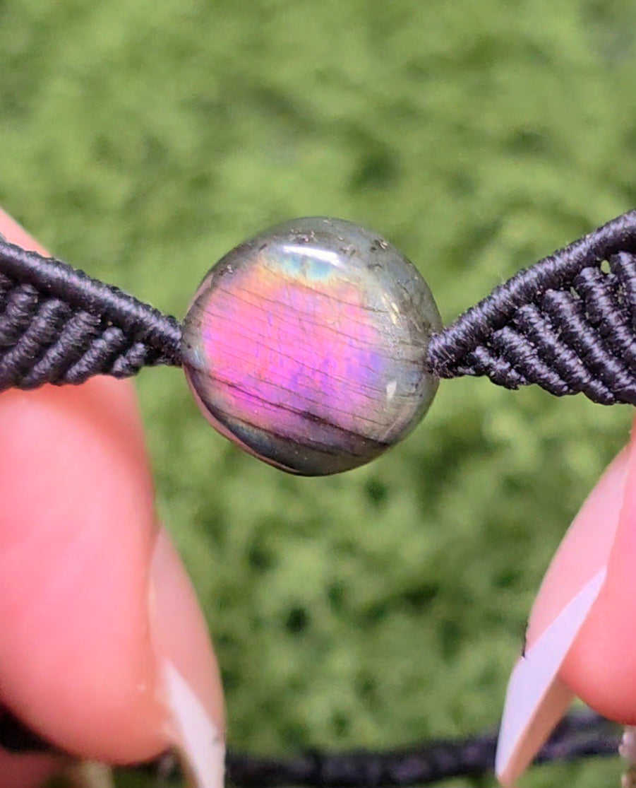 Sunset Labradorite Macrame Adjustable Bracelet B