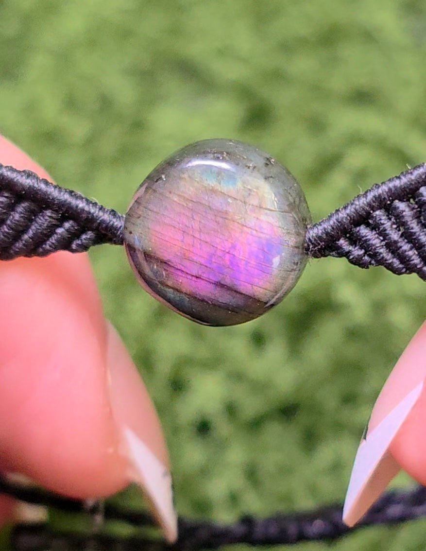 Sunset Labradorite Macrame Adjustable Bracelet B