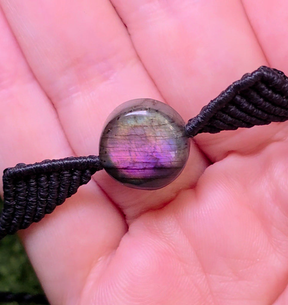 Sunset Labradorite Macrame Adjustable Bracelet B