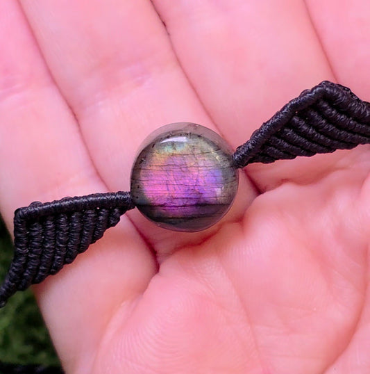 Sunset Labradorite Macrame Adjustable Bracelet B