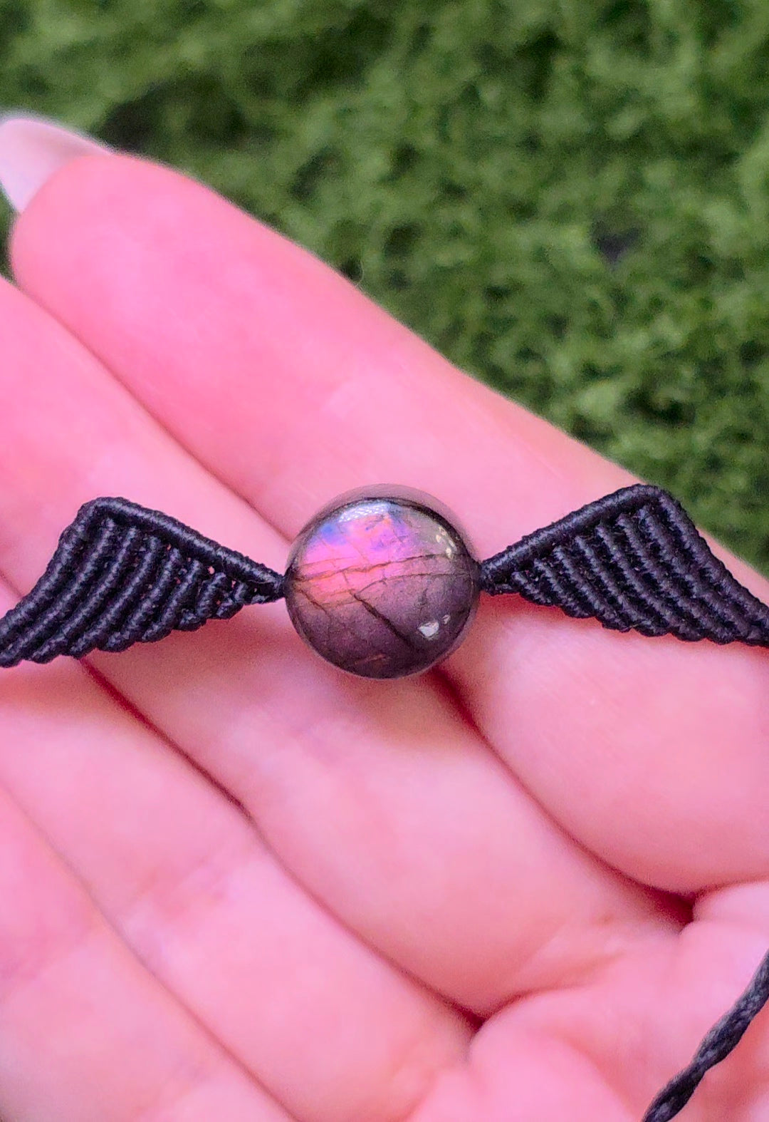 Sunset Labradorite Macrame Adjustable Bracelet C