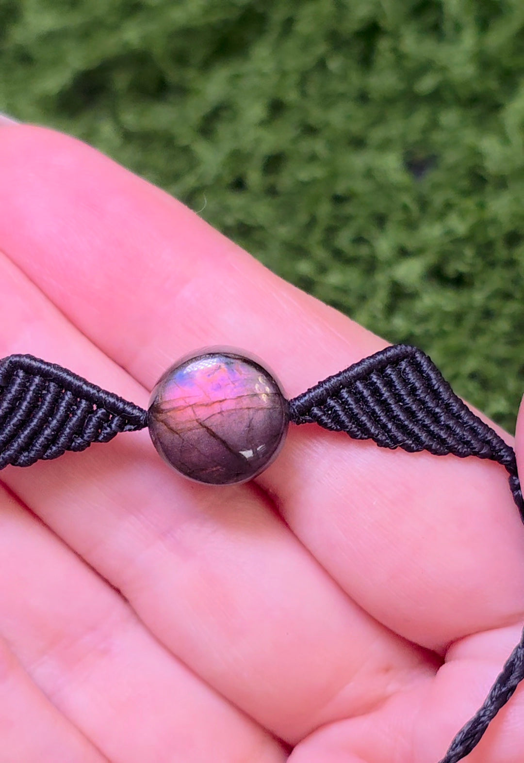 Sunset Labradorite Macrame Adjustable Bracelet C