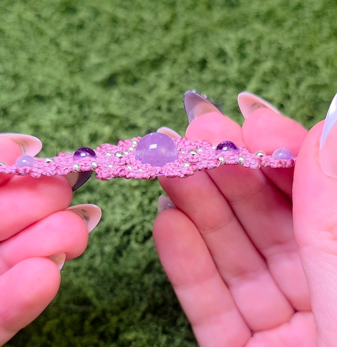 Macrame Amethyst Adjustable Bracelet