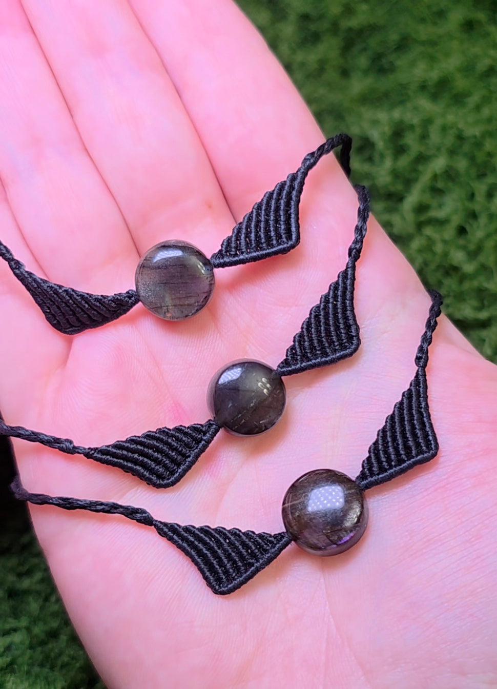 Sunset Labradorite Macrame Adjustable Bracelet A