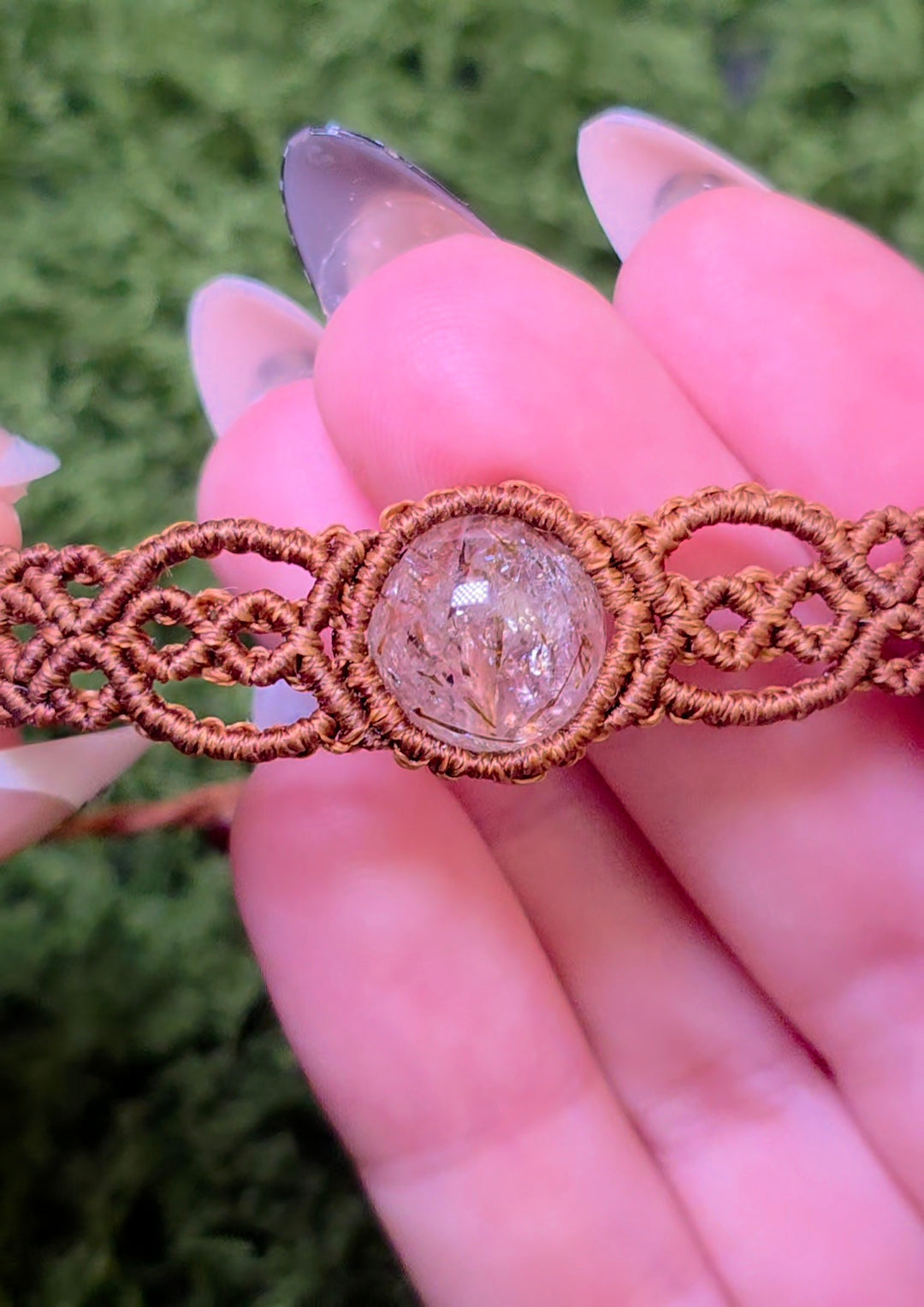 Macrame Rutilated Quartz Adjustable Bracelet