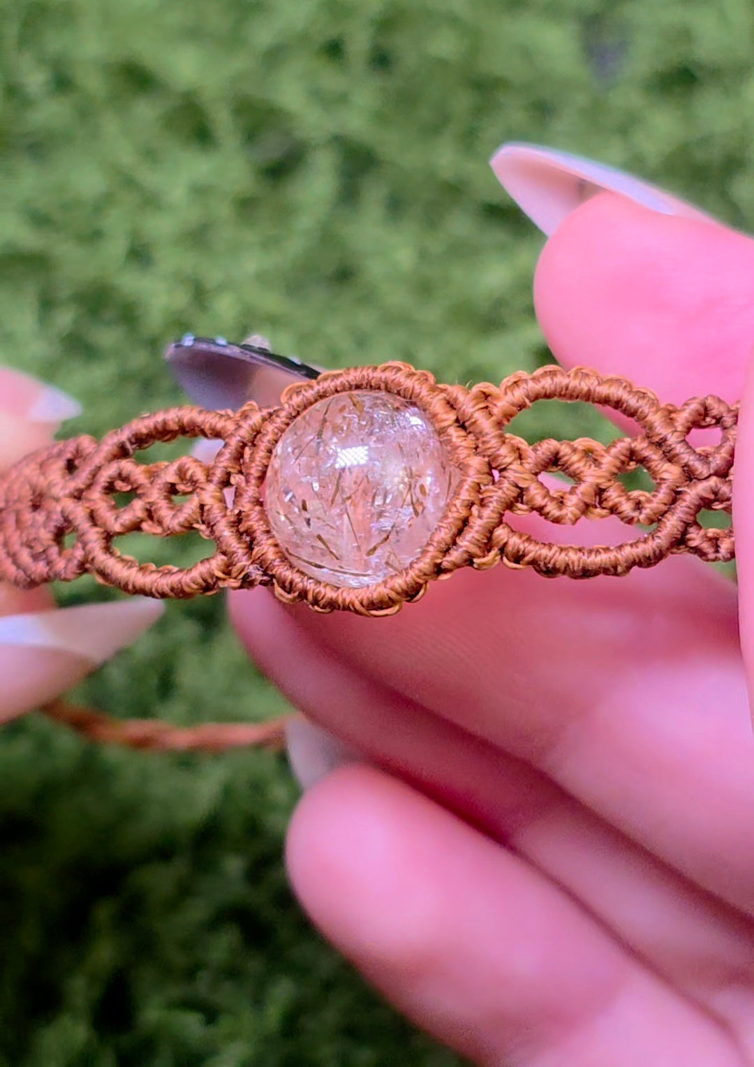 Macrame Rutilated Quartz Adjustable Bracelet