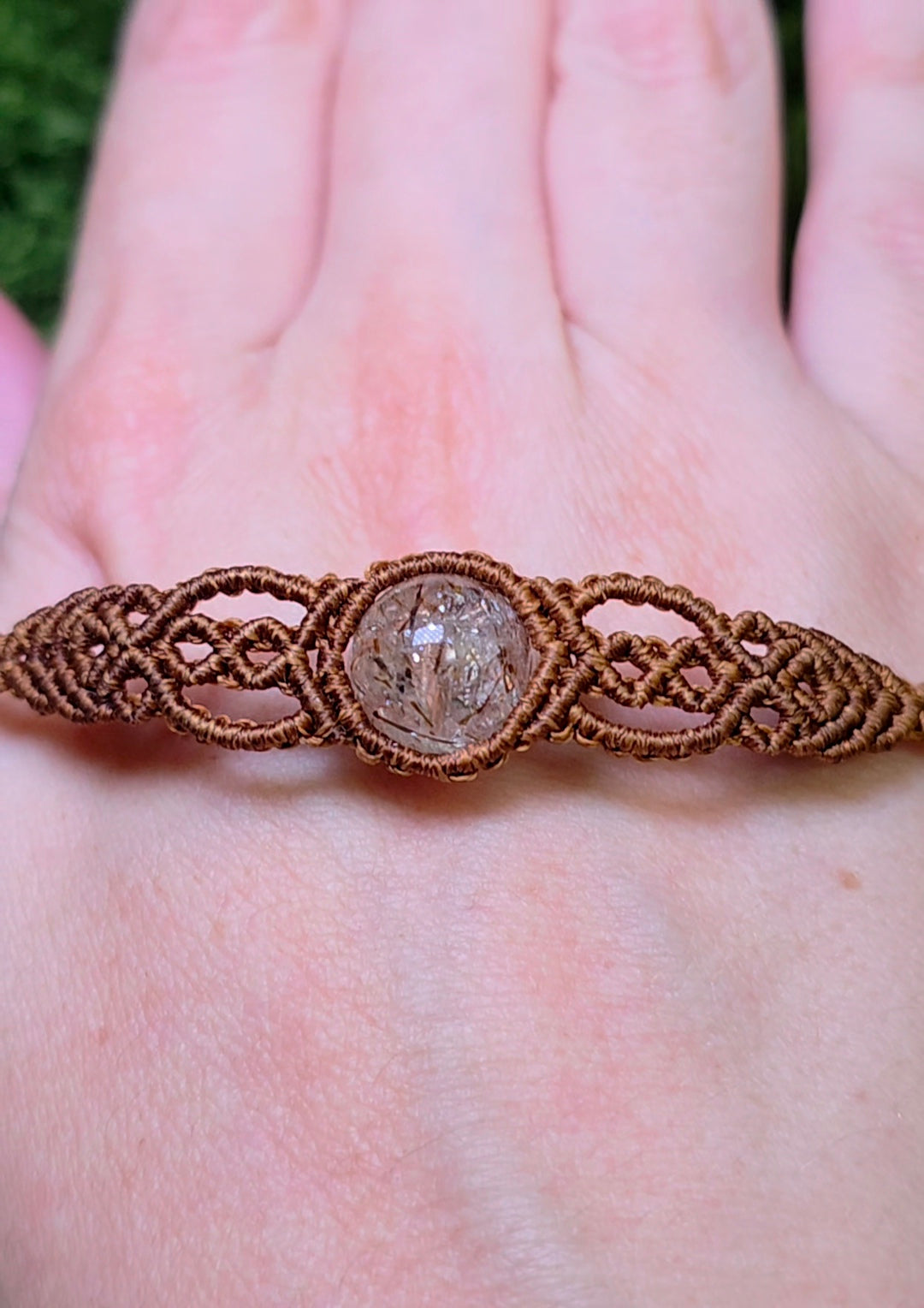 Macrame Rutilated Quartz Adjustable Bracelet