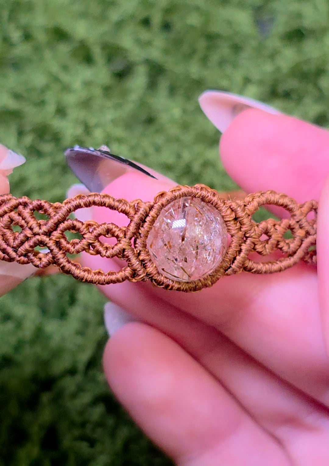 Macrame Rutilated Quartz Adjustable Bracelet