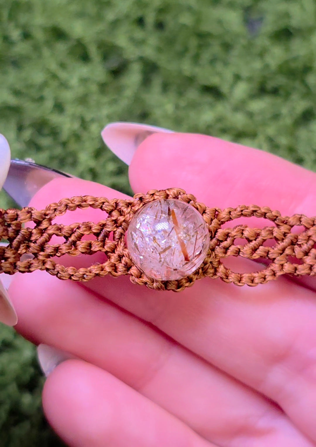 Macrame Rutilated Quartz Adjustable Bracelet