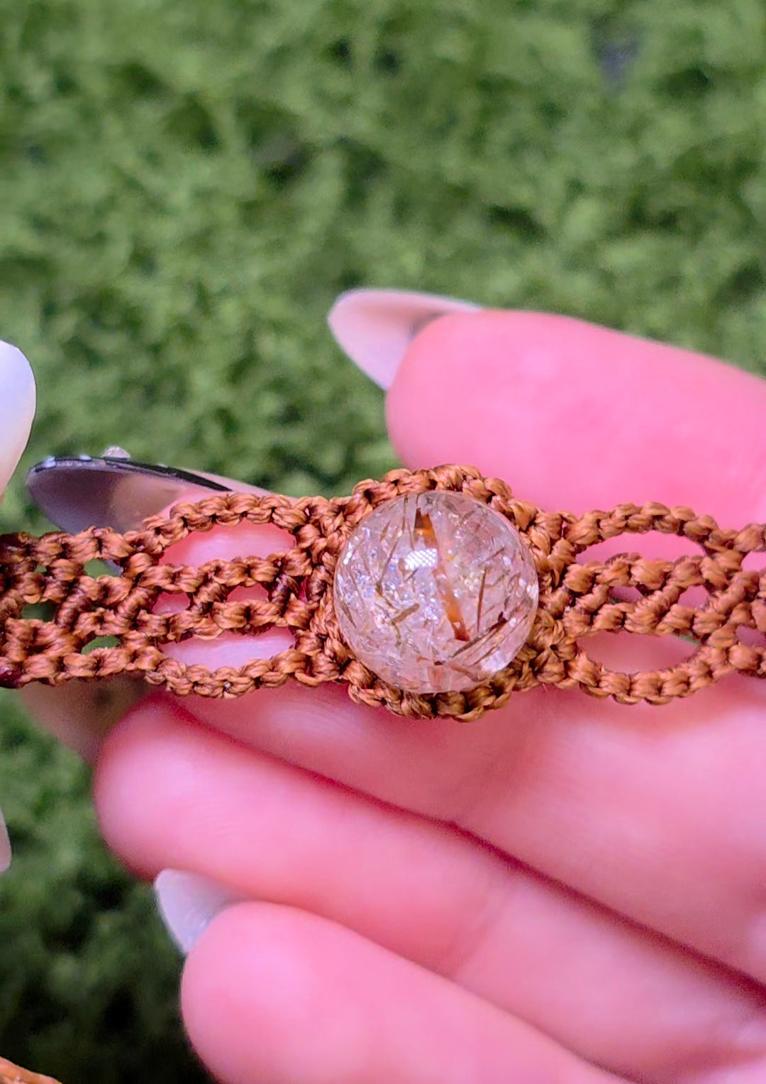 Macrame Rutilated Quartz Adjustable Bracelet