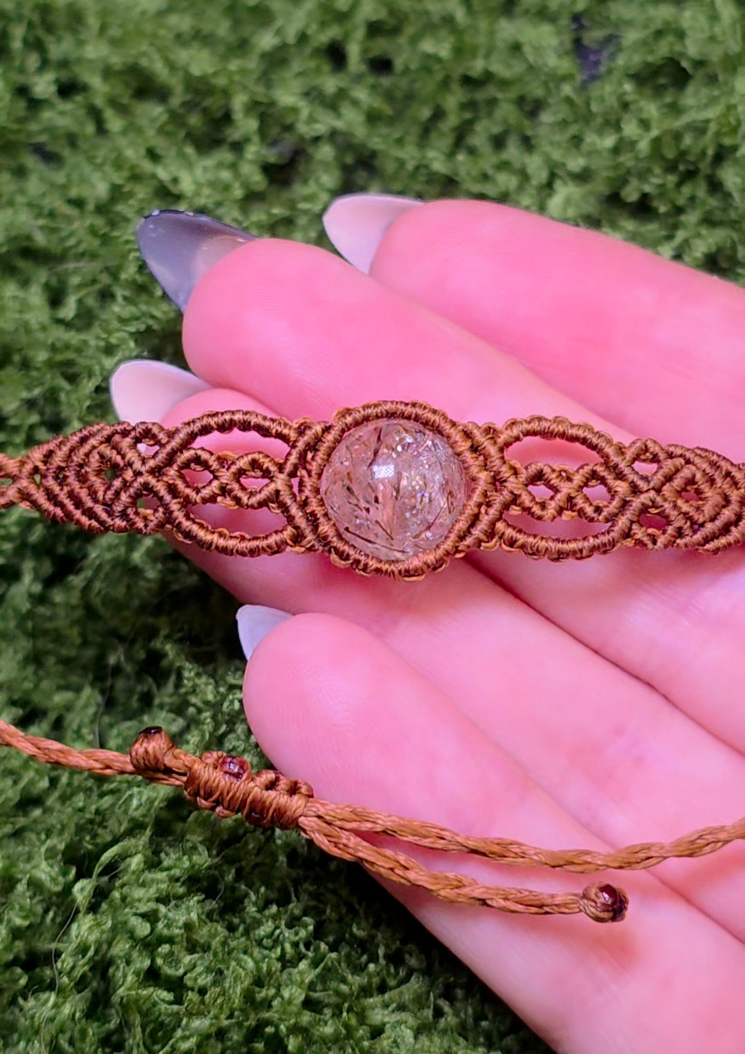 Macrame Rutilated Quartz Adjustable Bracelet
