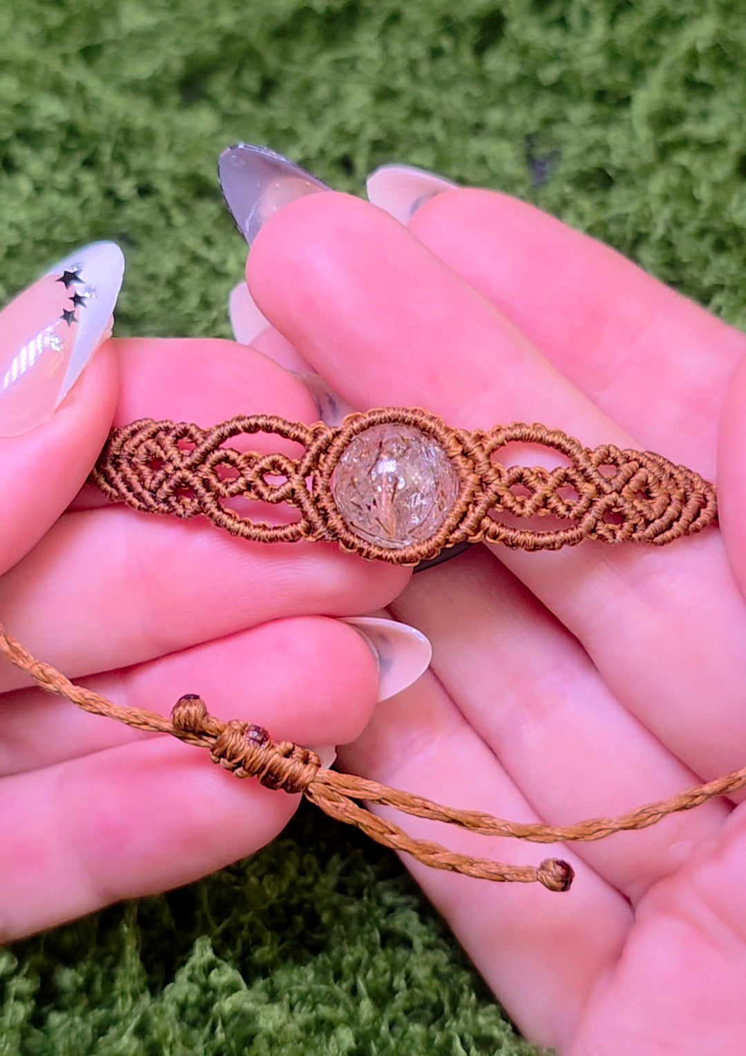 Macrame Rutilated Quartz Adjustable Bracelet