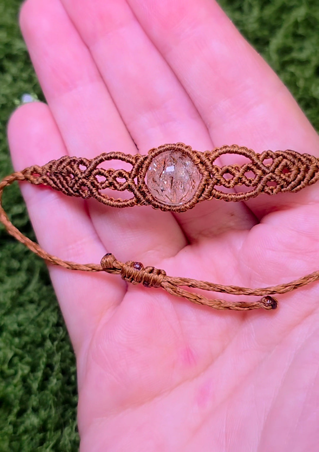 Macrame Rutilated Quartz Adjustable Bracelet