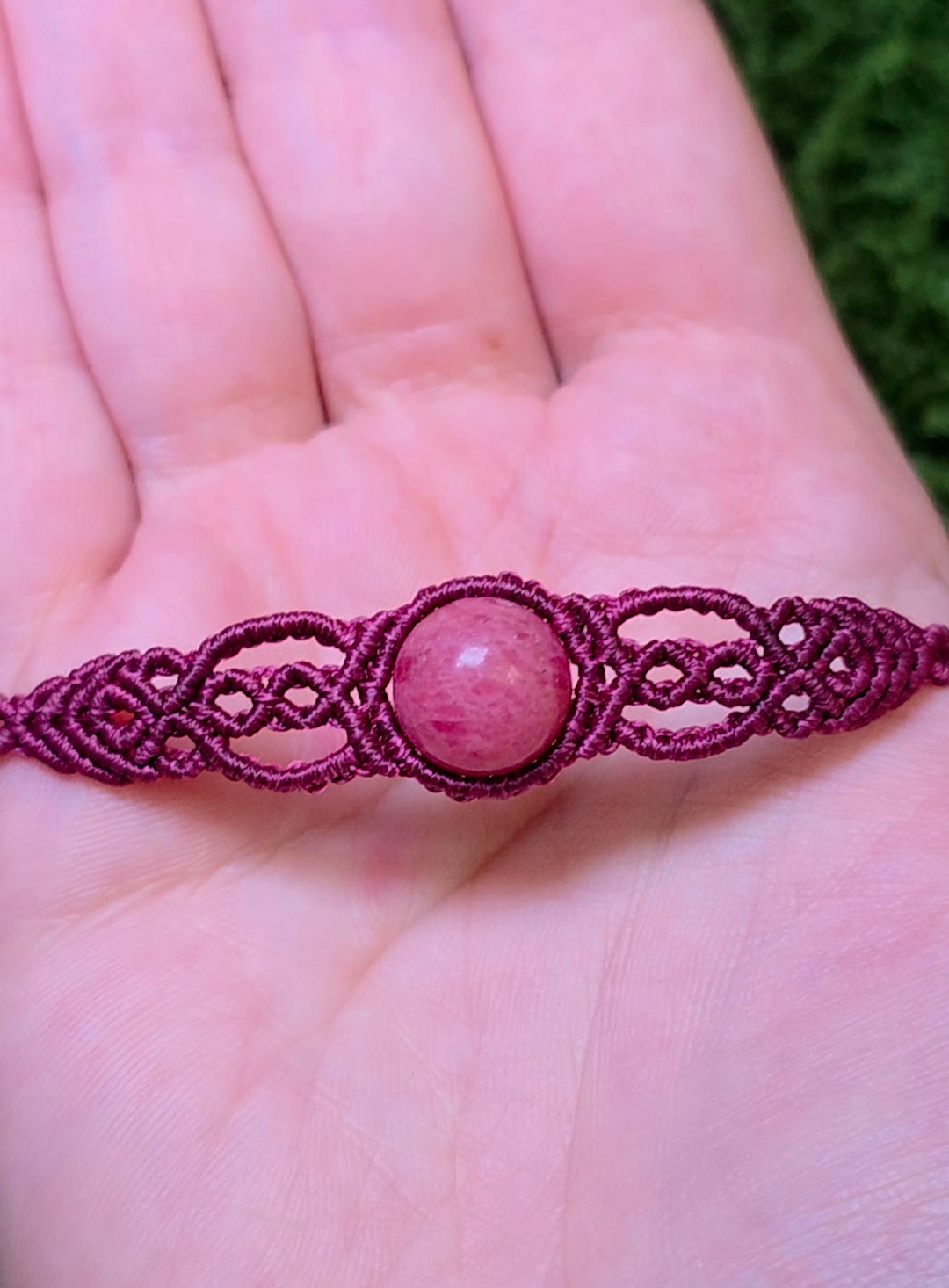 Macrame Rhodonite Adjustable Bracelet