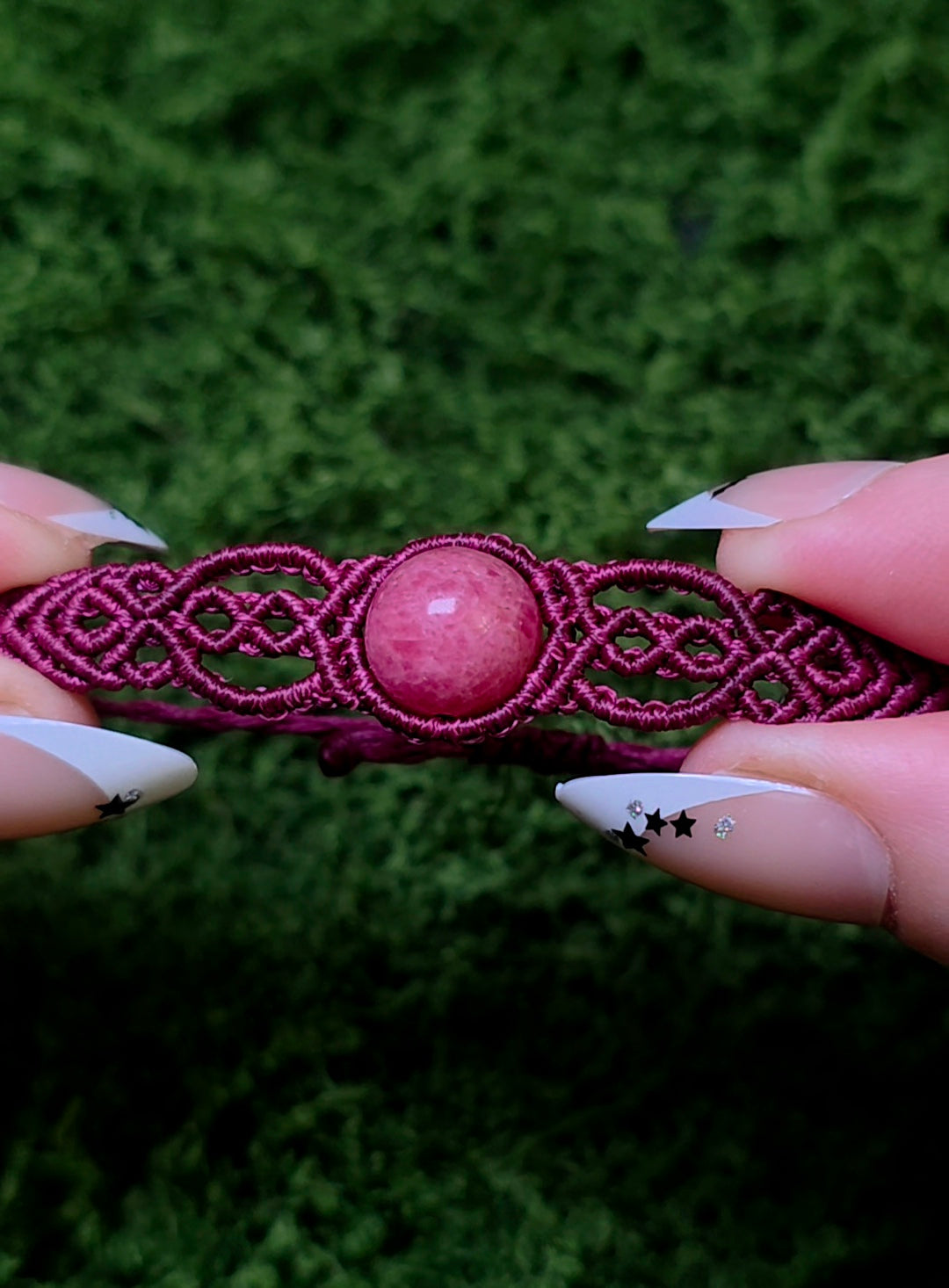 Macrame Rhodonite Adjustable Bracelet