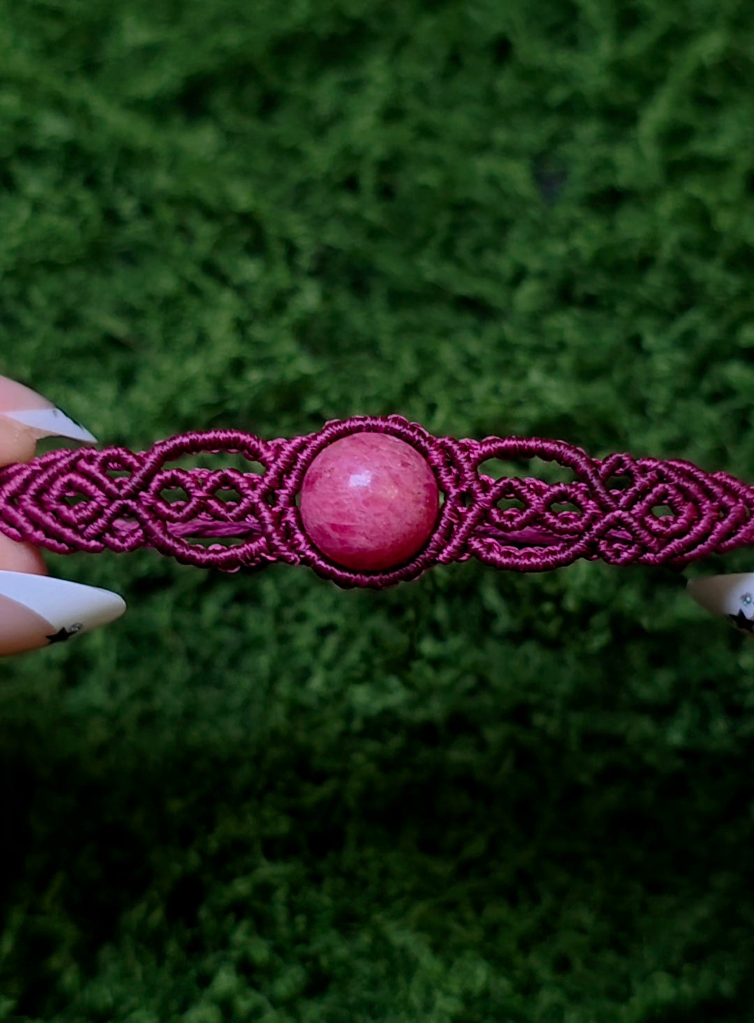Macrame Rhodonite Adjustable Bracelet