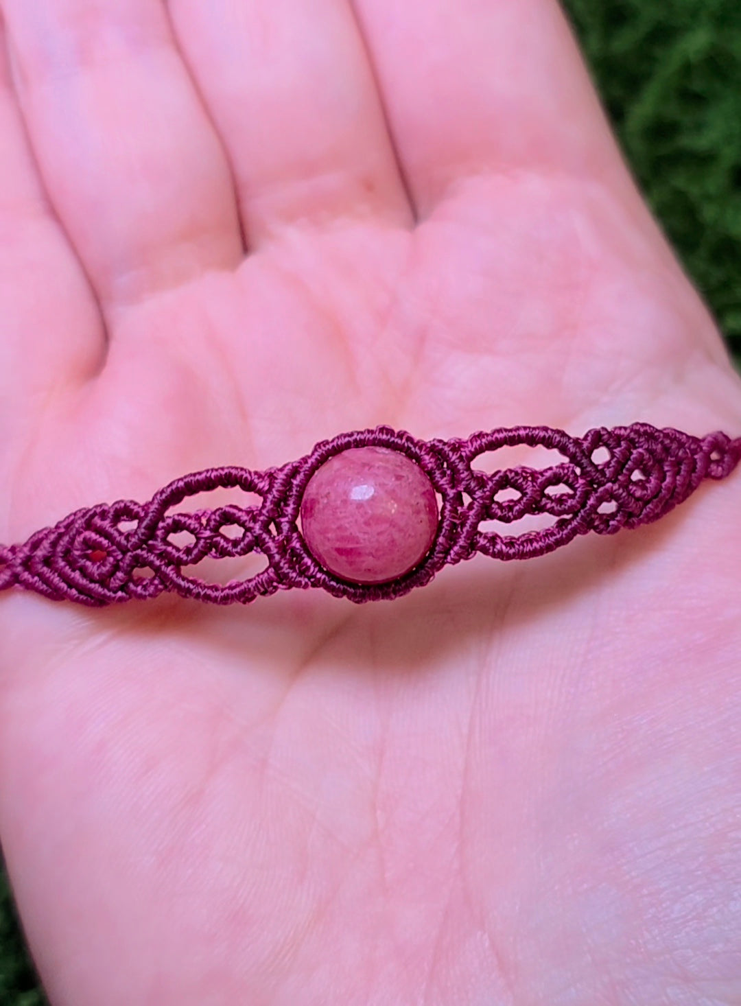 Macrame Rhodonite Adjustable Bracelet