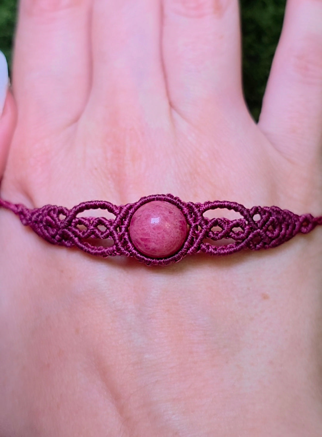 Macrame Rhodonite Adjustable Bracelet