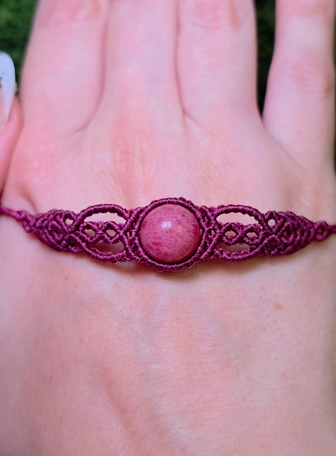 Macrame Rhodonite Adjustable Bracelet