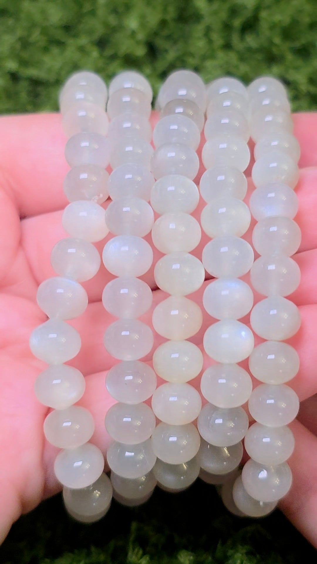 Green Moonstone Stretch Bracelet - 8x7mm