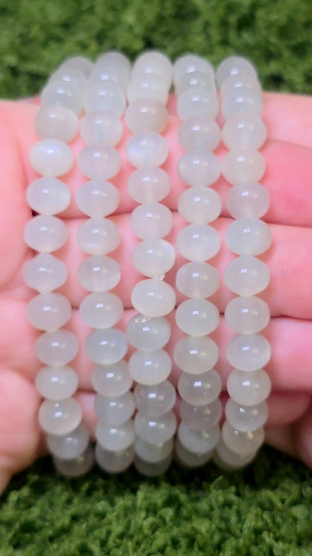 Green Moonstone Stretch Bracelet - 8x7mm