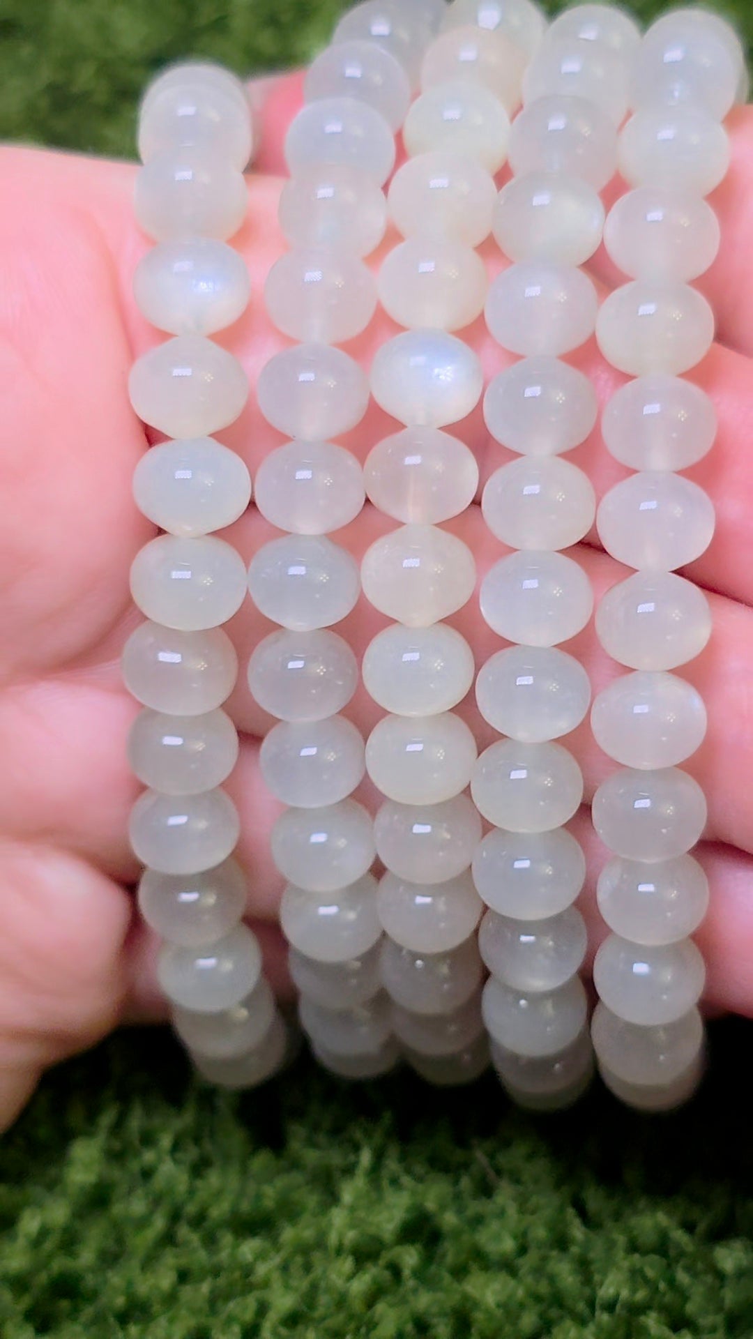 Green Moonstone Stretch Bracelet - 8x7mm