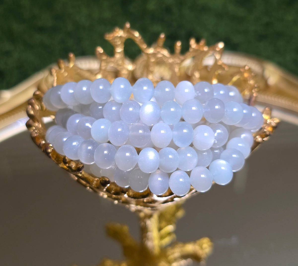 Green Moonstone Stretch Bracelet - 8x7mm
