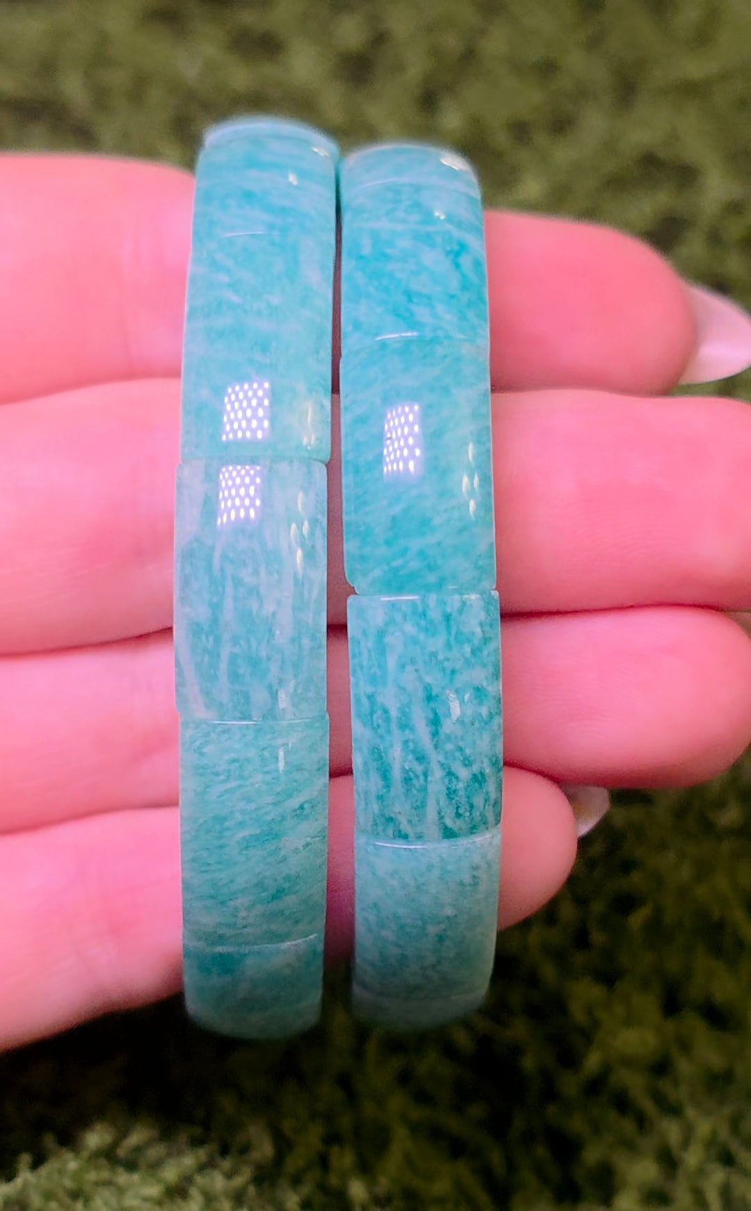 Chunky Amazonite Stretch Bracelet - 10x17mm