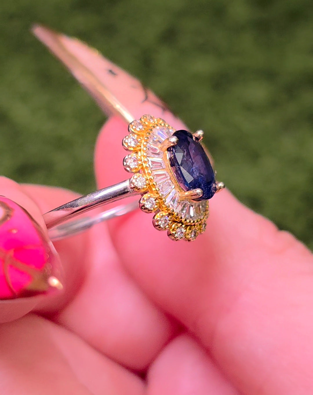 Sapphire Halo Ring