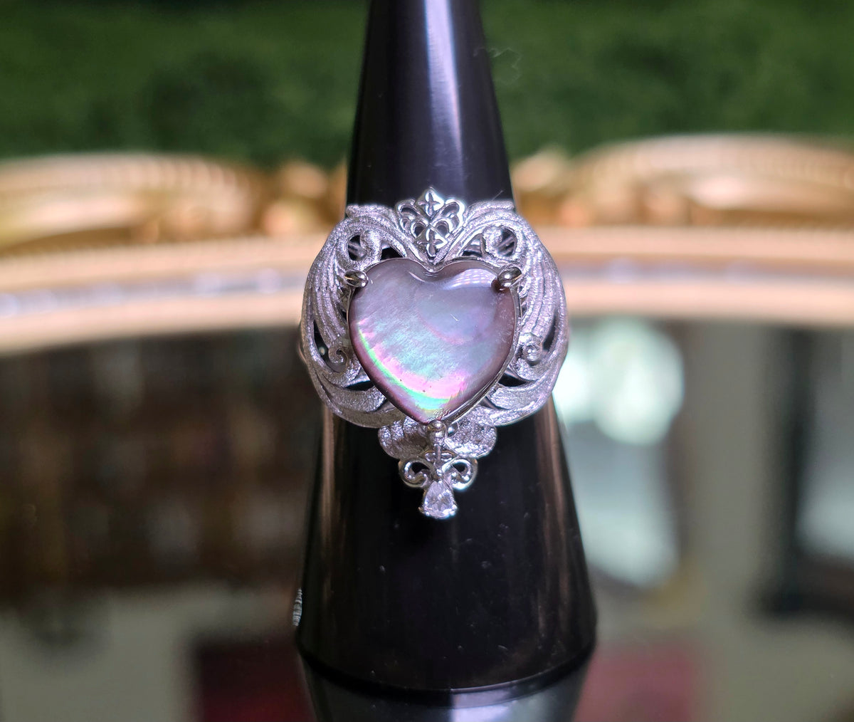 Iridescent Shell Heart Ring