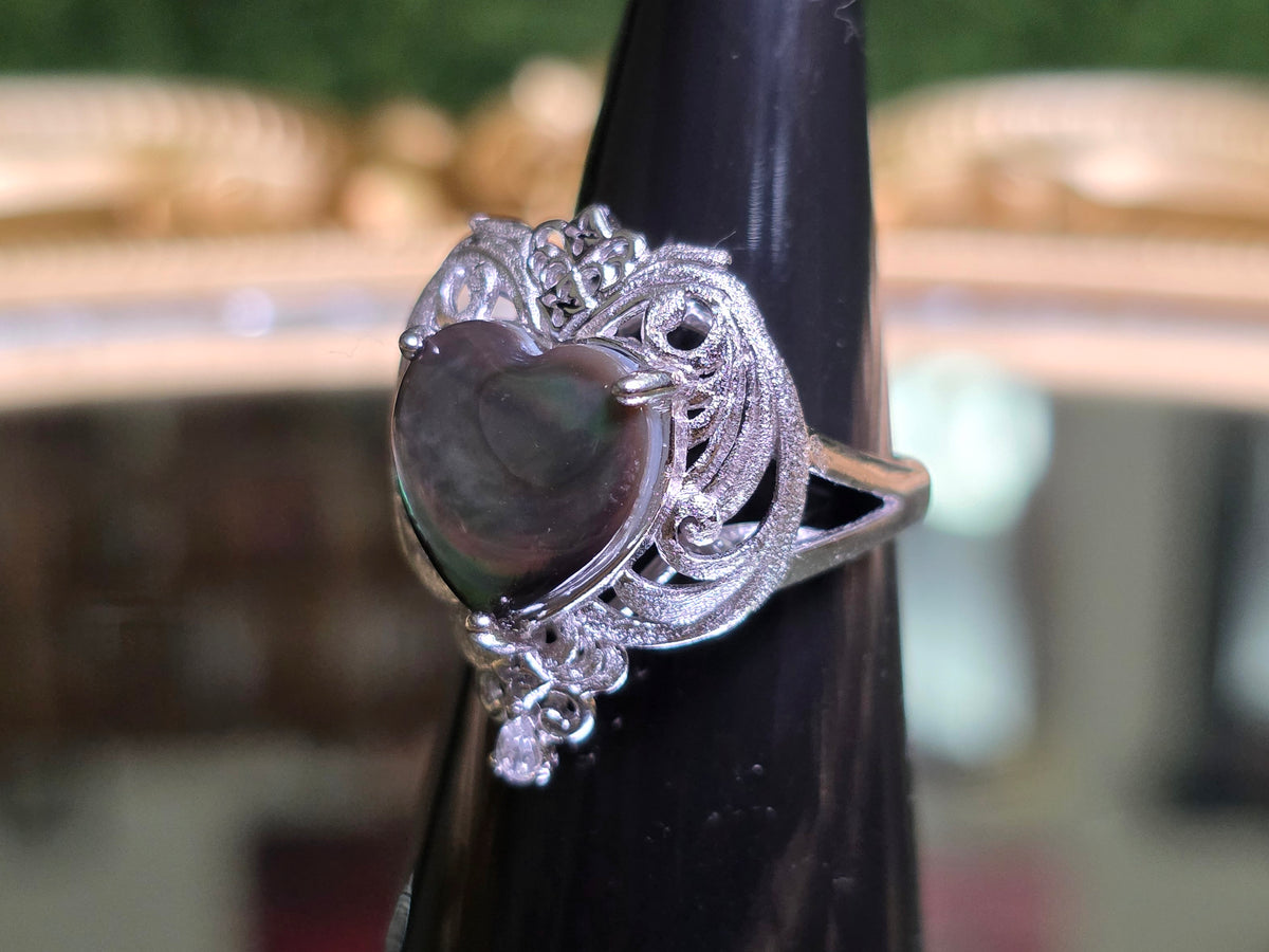 Iridescent Shell Heart Ring