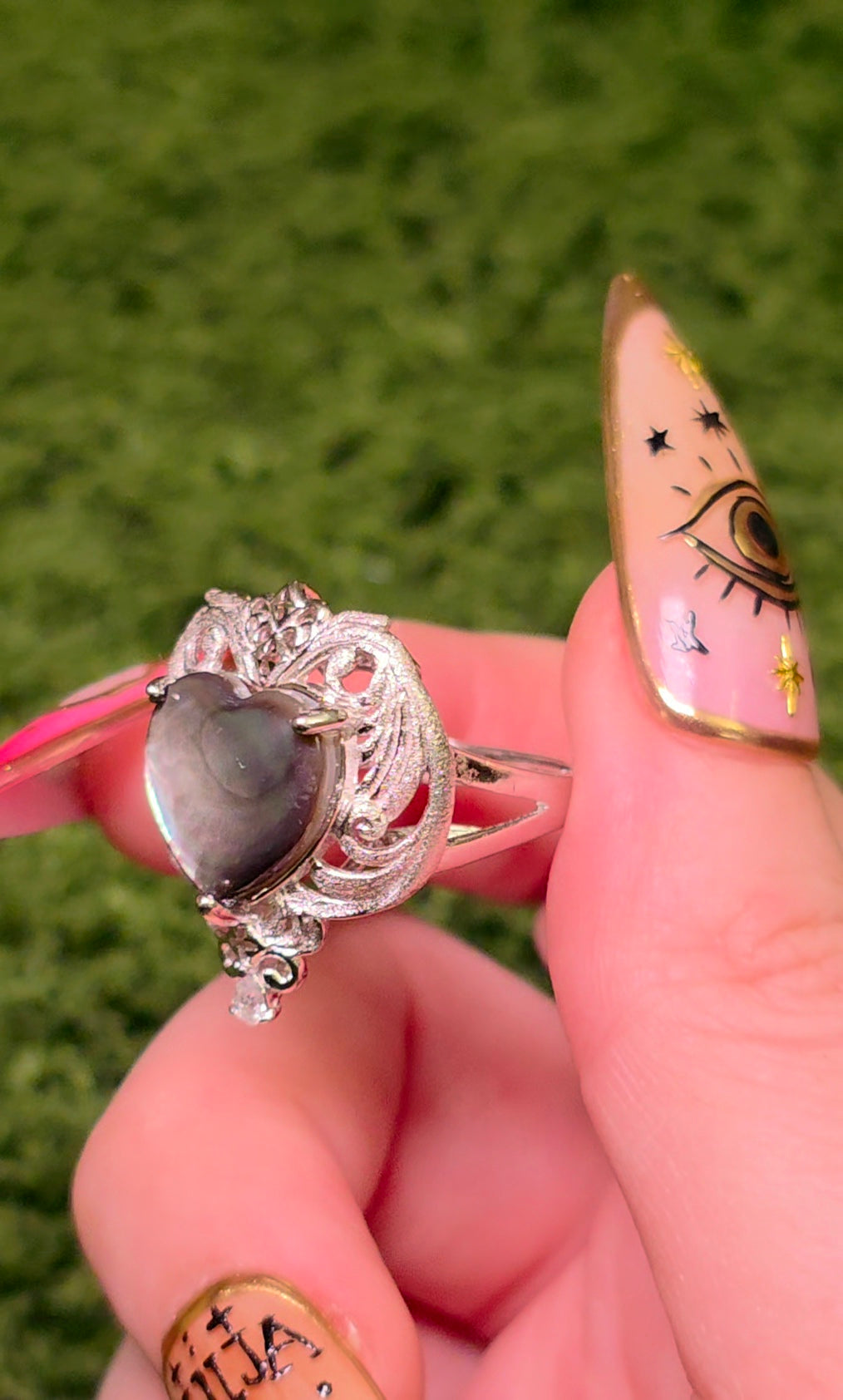 Iridescent Shell Heart Ring