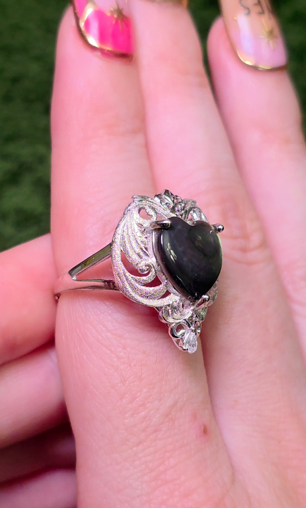 Iridescent Shell Heart Ring