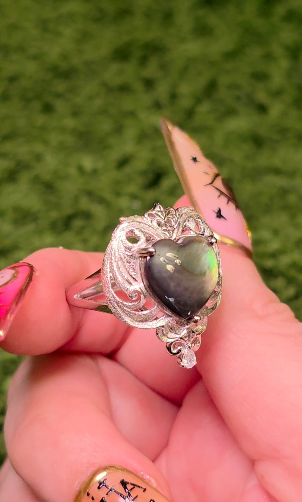 Iridescent Shell Heart Ring