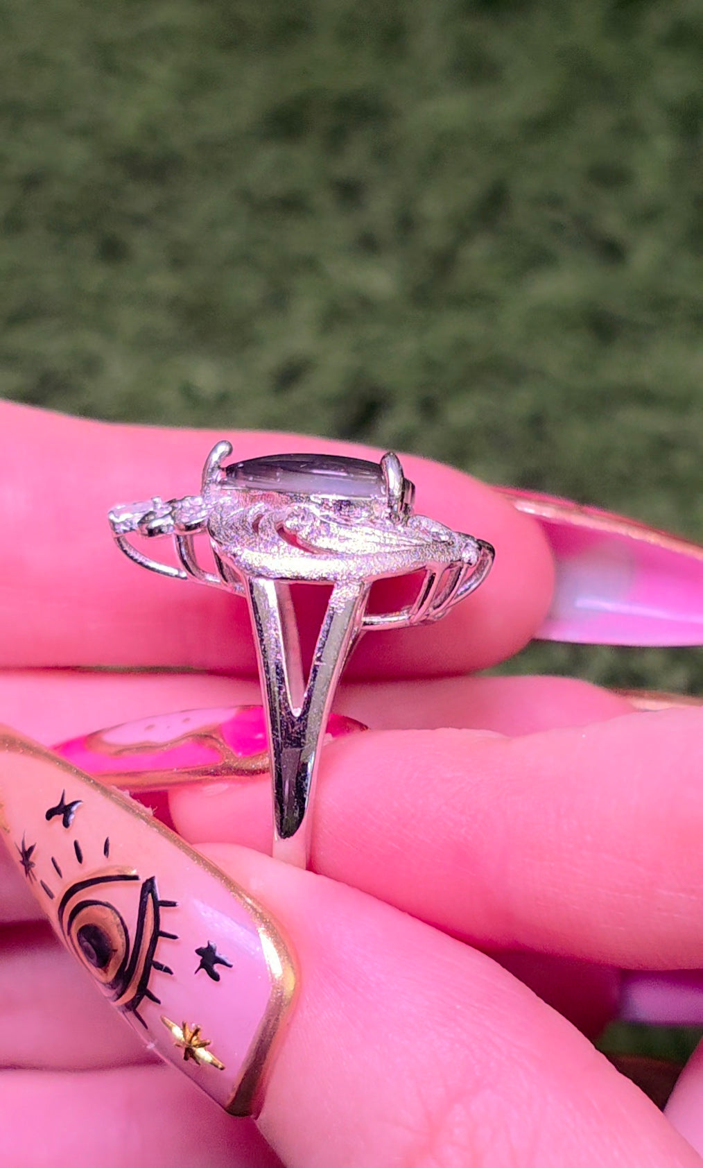 Iridescent Shell Heart Ring